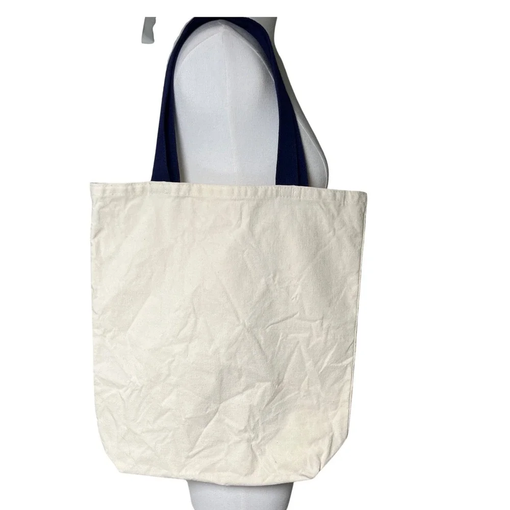 Martha's Vineyard Canvas Tote Bag Coastal Nautical Red Graphic Beach Bag OS